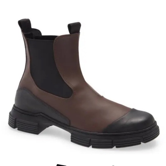 Ganni Shoes - Ganni Brown & Black Recycled Rubber Lugged Sole Boots
